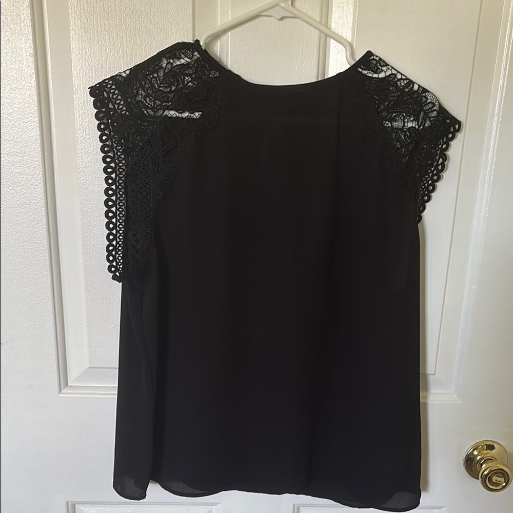 Express Black Lace Blouse with Relaxed Fit